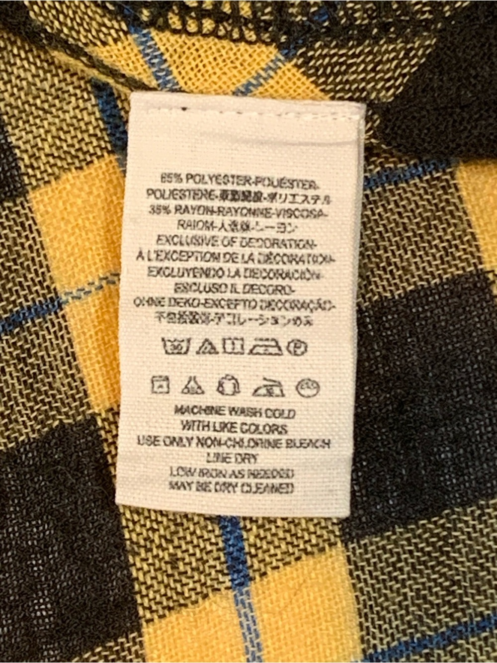 Free People Yellow Plaid Snap-Down Lace-Up Shoulders Boho Flannel Shirt Medium - Picture 12 of 13